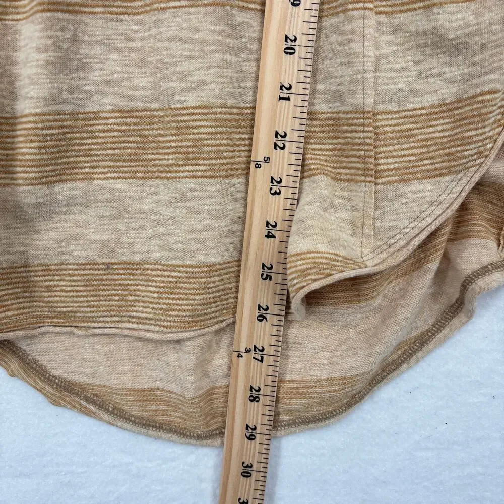 Free‎ People Blouse Size XS Tan Stripe Flare Sleeve Stretch Knit Oversized Boho